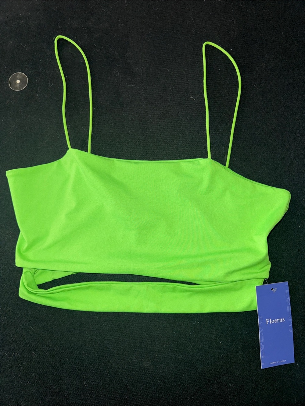 Neon Green Spaghetti Strap Crop Top